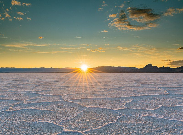 White salt desert of the Great Rann of Kutch in Gujarat during the dry season